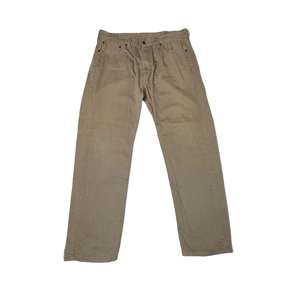 Levi's 505 Regular Fit Khaki Jeans Men's 38x30 Beige Straight Leg Cotton